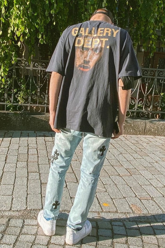 71_88 GALLERY DEPT.字母人像印花短袖T恤 黑色 S-XL