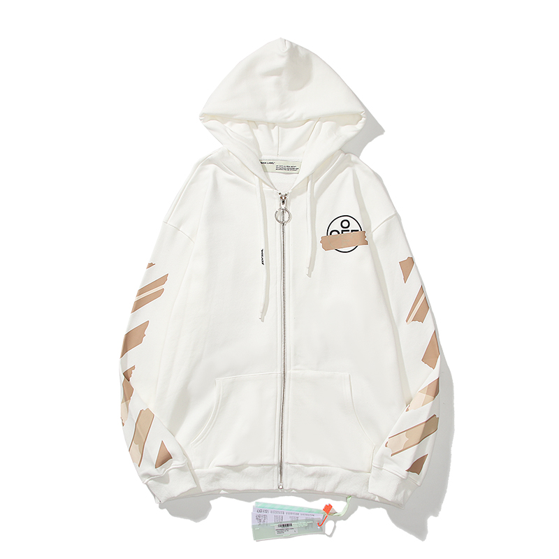 11_6016 Off White Hoodie With Ziper