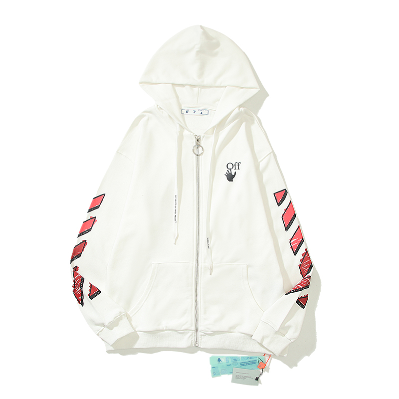 28_6018 Off White Hoodie With Ziper